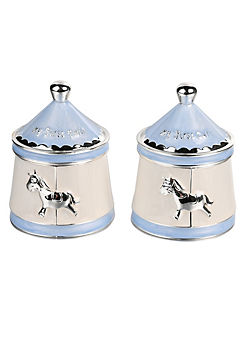 Silverplated Tooth & Curl Set - Blue Carousel by Bambino