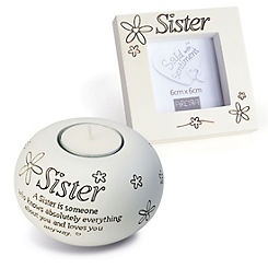 Sister Tealight Holder & Frame Gift Set by Said With Sentiment