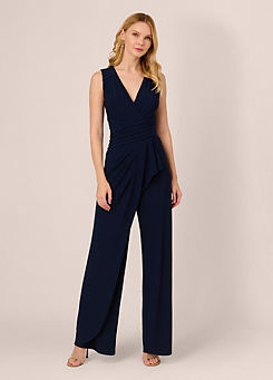 Sleeveless Pintuck Jersey Jumpsuit by Adrianna Papell