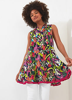 Sleeveless Tropical Print Smock Dress by Joe Browns