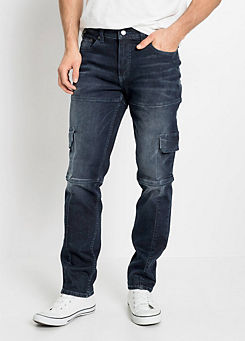 Slim Fit Straight Cargo Stretch Jeans by bonprix