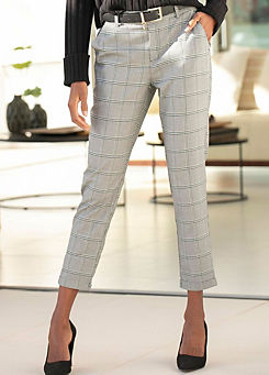 Slip-On Checked Cropped Trousers by LASCANA