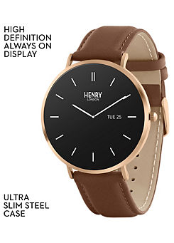 Smart Amoled Tan Leather Strap Watch by Henry London
