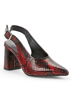Snake Print Leather Slingback Court Shoes by Kaleidoscope
