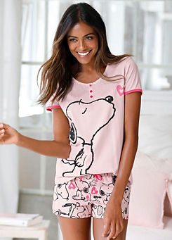 Snoopy Heart Print Short Pyjamas by Peanuts
