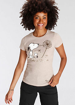 Snoopy Print Round Neck T-Shirt by KangaROOS