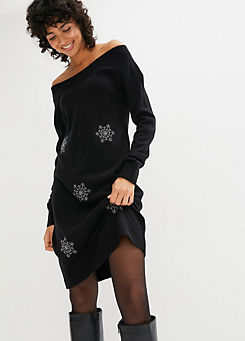 Snowflake Knit Dress by bonprix