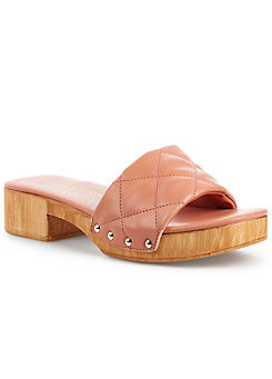 Soft Peach Quilted Wooden Look Mules by Kaleidoscope
