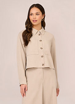 Solid Long Sleeve Button Up Utility Unlined Jacket by Adrianna Papell
