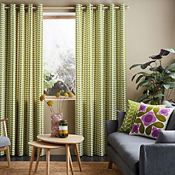 Solid Stem Pair of Lined Eyelet Curtains by Orla Kiely