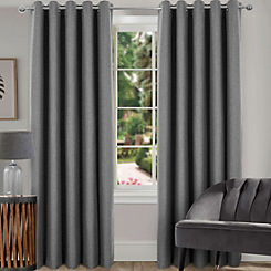 Spencer Pair of Brushed Faux Wool Blackout Thermal Lined Eyelet Curtains by Home Curtains