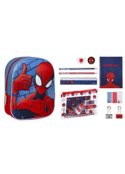 Spiderman Twin Set of 3D Backpack and School Stationery Set by Marvel