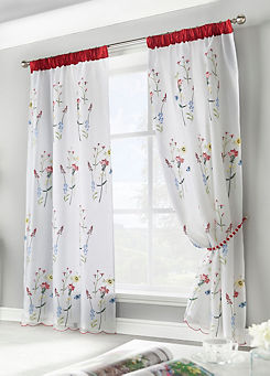 Springfield Embroidered Pair of Lined Pencil Pleat Curtains by Alan Symonds