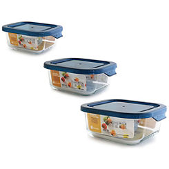 Square Glass Food Container Set 320ml, 520ml, 800ml by Jomafe