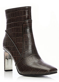 Square Toe Heeled Ankle Boots by Moda In Pelle