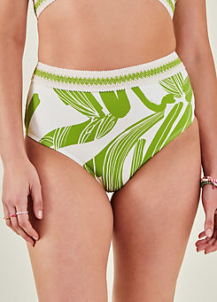 Squiggle Print High-Waisted Bikini Bottoms by Accessorize