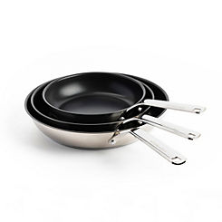 Stainless Steel 20 cm, 24 cm & 28 cm Frying Pan Set - Silver by KitchenAid