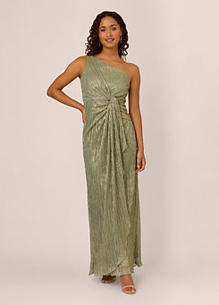 Stardust Pleated Draped Gown by Adrianna Papell