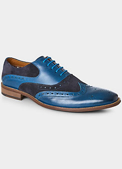 Statement Blue Leather Brogues by Joe Browns