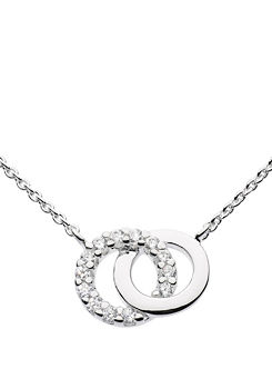 Sterling Silver & Cubic Zirconia Double Circle Necklace by Dew