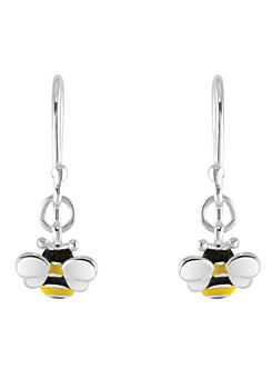 Sterling Silver & Enamel Dinky Bee Drop Earrings by Dew