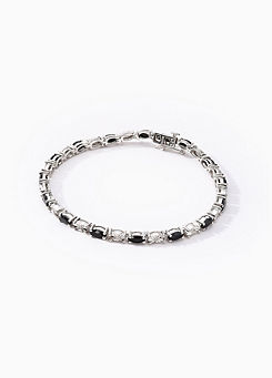 Sterling Silver 4ct Black Sapphire & Diamond Bracelet 7.5 ins by Colour Collection
