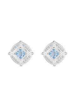 Sterling Silver 925 Blue Spinel and Cubic Zirconia Earrings by Simply Silver