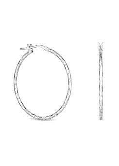 Sterling Silver 925 Fine Diamond Cut Hoop Earrings by Simply Silver