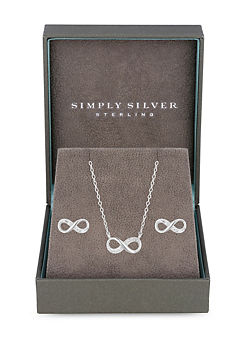 Sterling Silver 925 Infinity Set - Gift Boxed by Simply Silver