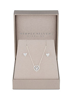 Sterling Silver 925 Plated Halo Heart Set by Simply Silver
