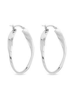 Sterling Silver 925 Polished Oval Twist Hoop Earrings by Simply Silver