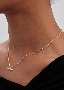 Sterling Silver 925 T Bar Pendant Necklace by Simply Silver