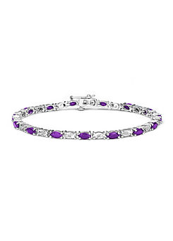 Sterling Silver Amethyst and Diamond Bracelet by Colour Collection