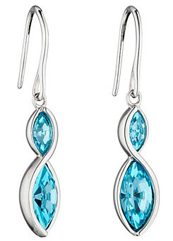 Sterling Silver Aqua Crystal Navette Twist Earrings by Fiorelli