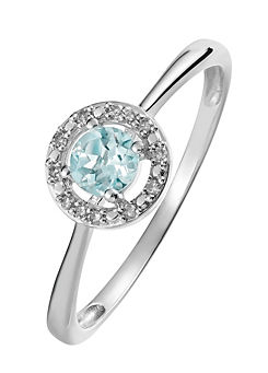 Sterling Silver Aquamarine and Diamond Ring by Colour Collection