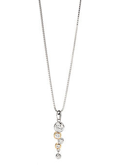 Sterling Silver Bubble Drop Pendant Necklace With Yellow Gold Plating by Fiorelli