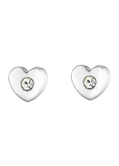 Sterling Silver Crystal Heart Stud Earrings