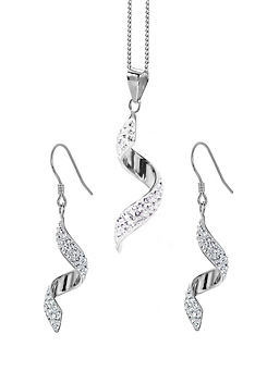 Sterling Silver Crystal Pendant and Hook Earrings Set by Evoke