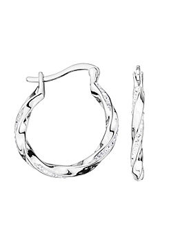 Sterling Silver Crystal Twisted 20mm Hoop Earrings by Evoke