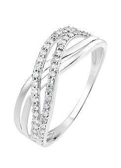 Sterling Silver Cubic Zirconia Crossover Ring by Emily & Ophelia