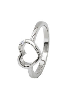 Sterling Silver Cubic Zirconia Open Heart Ring by For You Collection