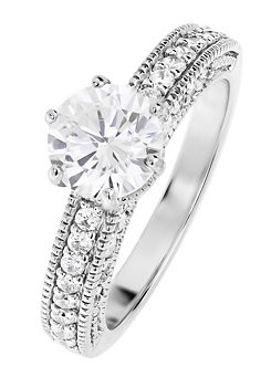 Sterling Silver Cubic Zirconia Vintage Inspired Solitaire Ring by Emily & Ophelia