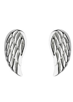 Sterling Silver Dainty Angel Wing Stud Earrings by Dew