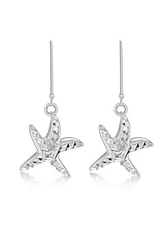 Sterling Silver Diamond Cut Starfish Drop Earrings  by Tuscany Silver