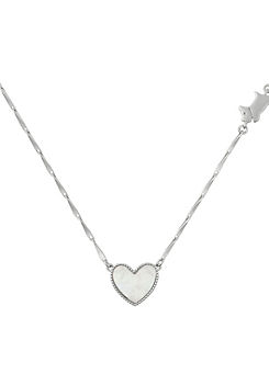 Sterling Silver Genuine MOP Heart & Jumping Dog Necklace by Radley London