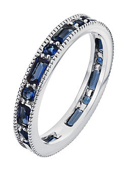 Sterling Silver Glass Sapphire Milgrain Eternity Ring by Emily & Ophelia