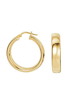 Sterling Silver Gold Plated Chunky Hoop Creole Earrings - 26 mm by Emily & Ophelia