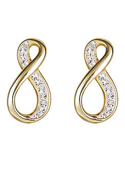 Sterling Silver Gold Plated Crystal Infinity Stud Earrings by Evoke