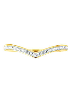 Sterling Silver Gold Plated Crystal Wishbone Ring by Evoke