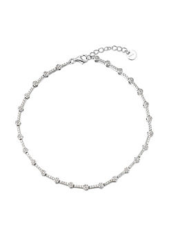 Sterling Silver Iced Cubic Zirconia Anklet by For You Collection